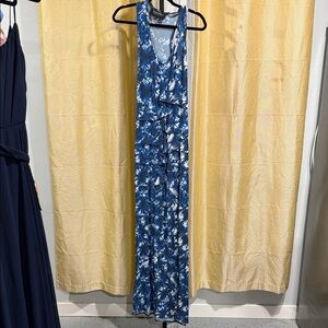 Nicole Miller Blue and White Floral Maxi Dress